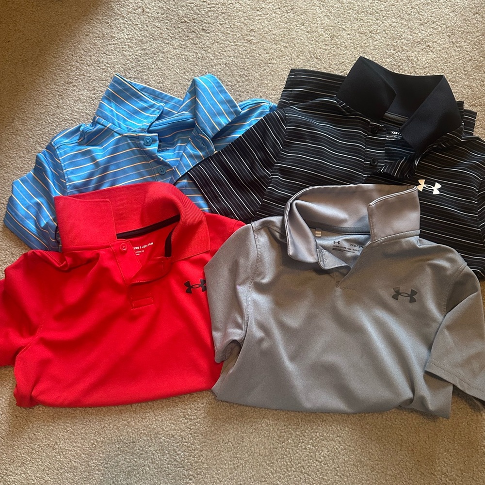 Under Armour Polo Shirts Red and Blue Athletic Performance Tops